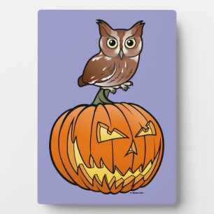 Plaque Photo Hibou de cri strident oriental de Halloween