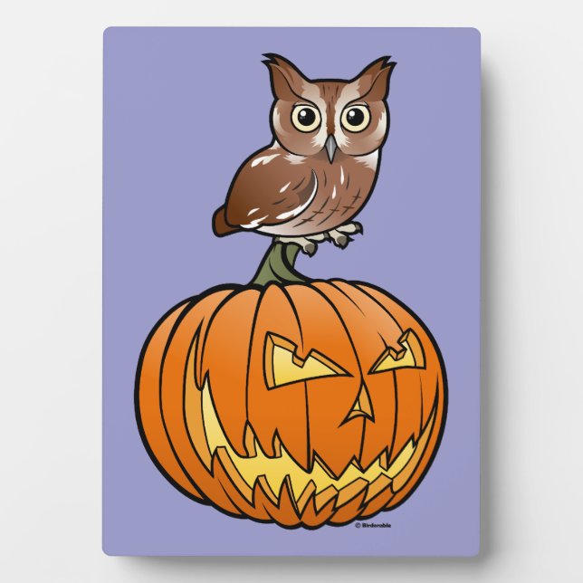 Plaque Photo Hibou de cri strident oriental de Halloween (Devant)