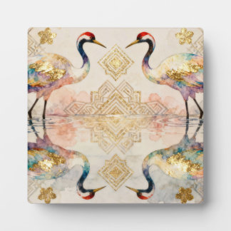 Plaque Photo Himmlische Kraniche in Harmonie - Wasserfarben 