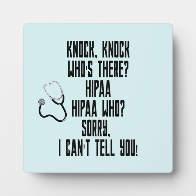 Plaque Photo HIPAA Humor (Devant)