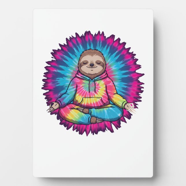 Plaque Photo Hippie Sloth Peace Sign Tie-Dy (Devant)