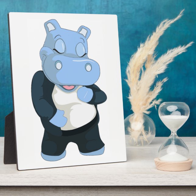 PLAQUE PHOTO HIPPO BLEU CUT (Côté)