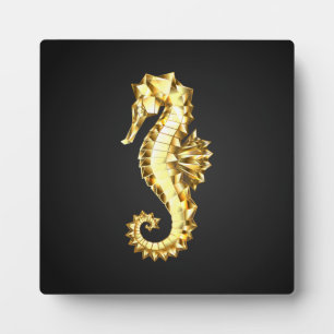 Plaque Photo Hippocampe Polygonal Or