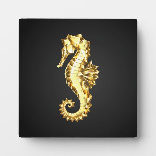 Plaque Photo Hippocampe Polygonal Or (Devant)