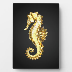 Plaque Photo Hippocampe Polygonal Or