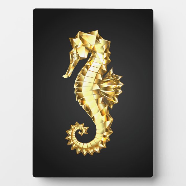 Plaque Photo Hippocampe Polygonal Or (Devant)