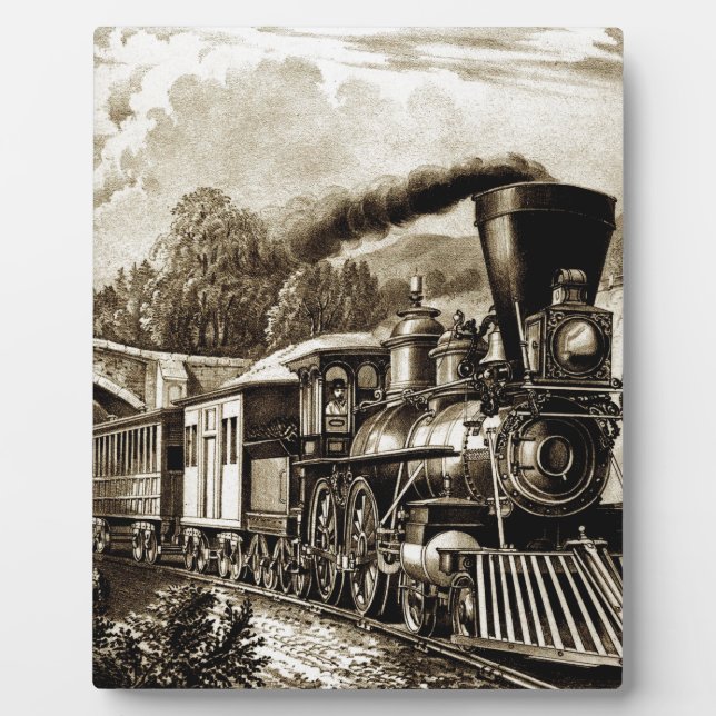 Plaque Photo Historique des locomotives des moteurs à vapeur (Devant)