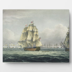 Plaque Photo HMS Victory sailing for the French line flanked by