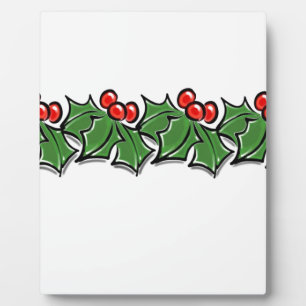 Plaque Photo Holly Leaves, Holly berries, Christmas wreath 