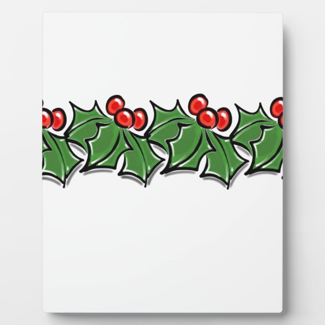 Plaque Photo Holly Leaves, Holly berries, Christmas wreath  (Devant)