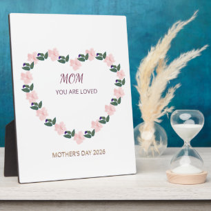 Plaque Photo Hommage à cœur de pivoine pour maman