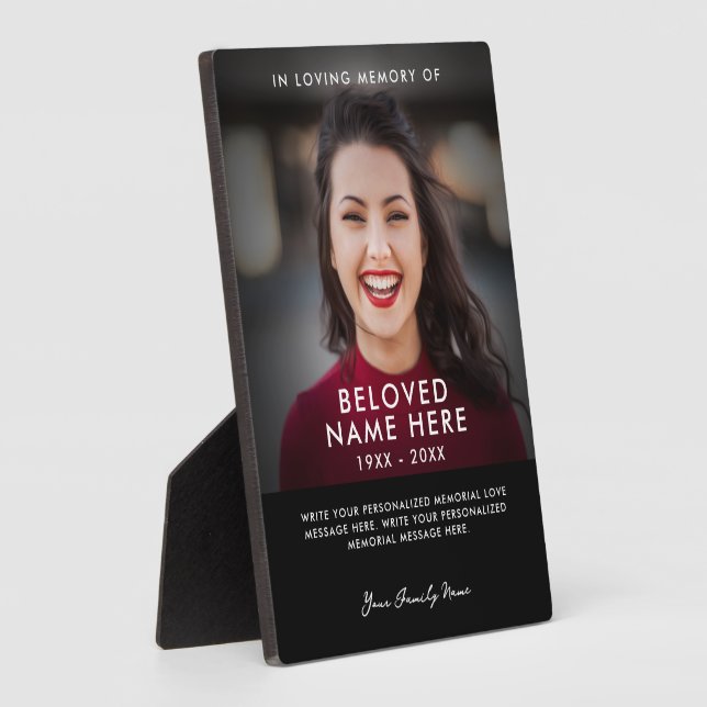 Plaque Photo Hommage Photographique En Souvenir Affectueux (Côté)