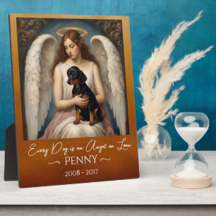 Plaque Photo Hommage pour la perte de l'ange noir Tan Dachshund
