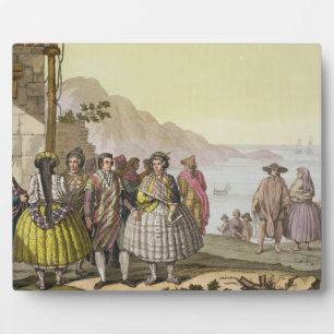 Plaque Photo Hommes et femmes en costume élaboré, Chili, de 'L