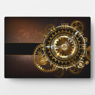 Plaque Photo Horloge Steampunk avec des engrenages anciens
