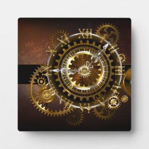 Plaque Photo Horloge Steampunk avec des engrenages anciens