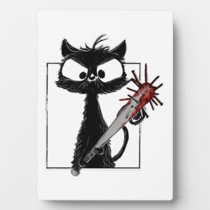 Plaque Photo Horreur de baseball de chat noir Halloween