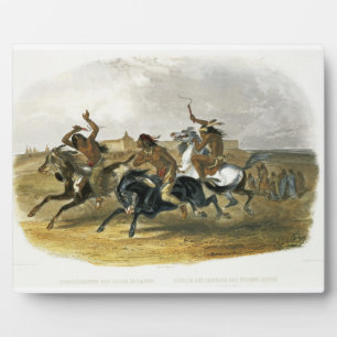 Plaque Photo Horse Racing of Sioux Indians near Fort Pierre, pl