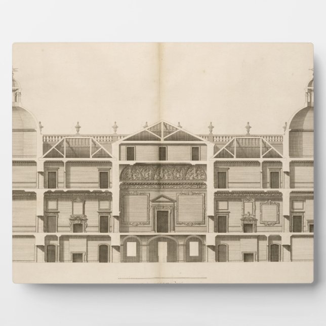 Plaque Photo Houghton Hall: section of the West front, engraved (Devant)