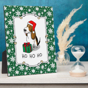 Plaque Photo Hound de Noël Père Noël Basset (trois couleurs 1)
