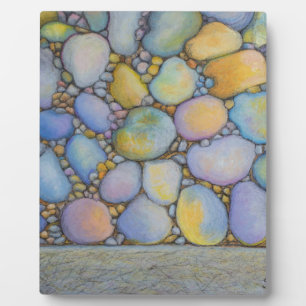 Plaque Photo Huile Pastel River Rocher et galets
