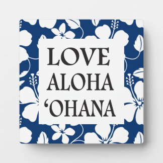 PLAQUE PHOTO HULA HAWAIENNE (HIBISCUS) BLEU MARINE - OHANA