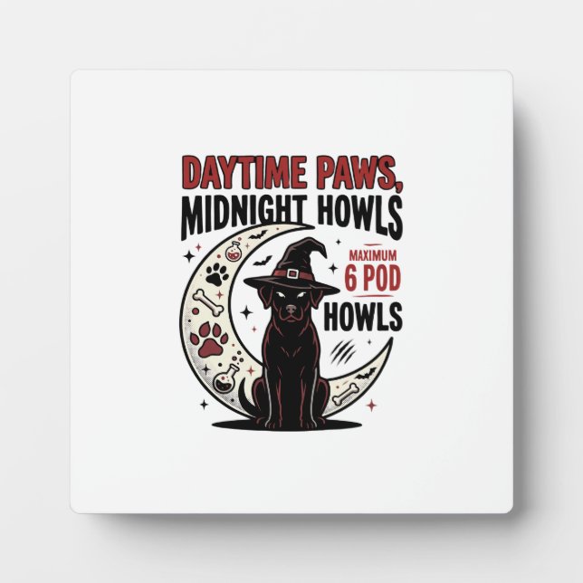 Plaque Photo Hurlements de chien Halloween minuit (Devant)
