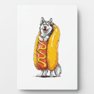 Plaque Photo Husky Hot Dog � Costume de nourriture drôle