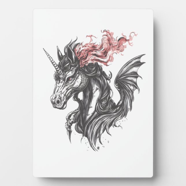 Plaque Photo Hybride de Licorne et de Dragon de Feu (1) (Devant)