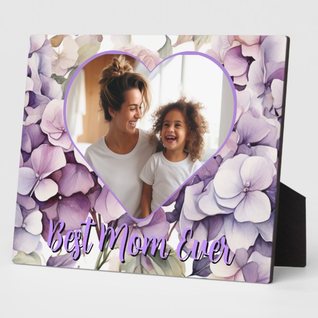 Plaque Photo Hydrangeas aquarelle rose violet élégant  (Côté)