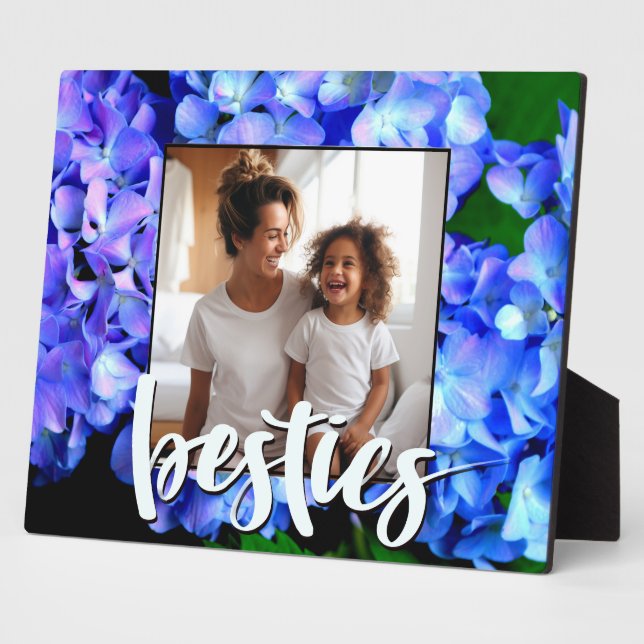 Plaque Photo Hydrangeas florales bleu violet élégant (Côté)