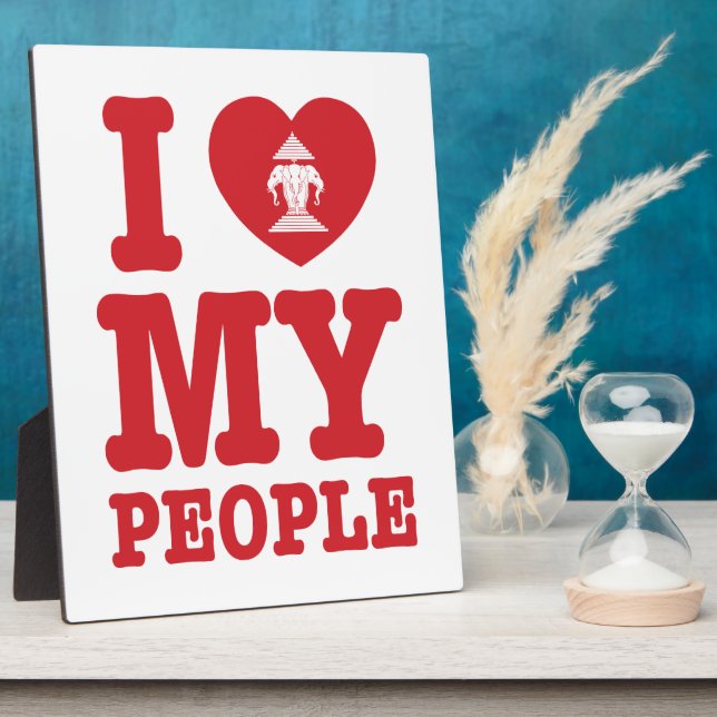 Plaque Photo I Heart (Love) Erawan My Lao People (Côté)