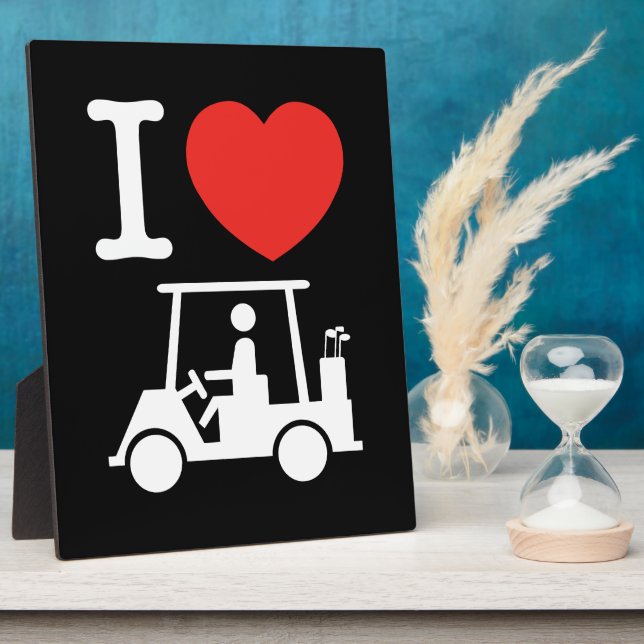 Plaque Photo I Heart (Love) Golf Cart (Côté)