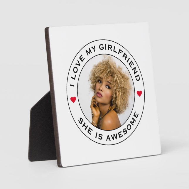 Plaque Photo I Love My Awesome Girlfriend Photo Texte Coeur (Recto)