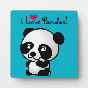 Plaque Photo I Love Pandas Panda ours de coeur