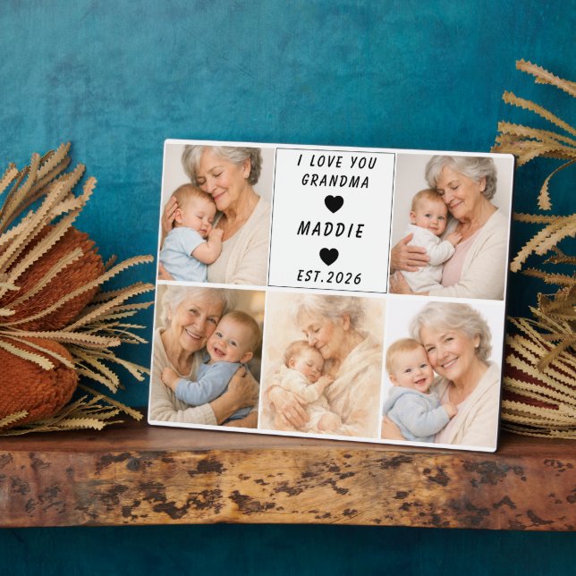 Plaque Photo I Love You Grandma | Grandparents Day (Côté)