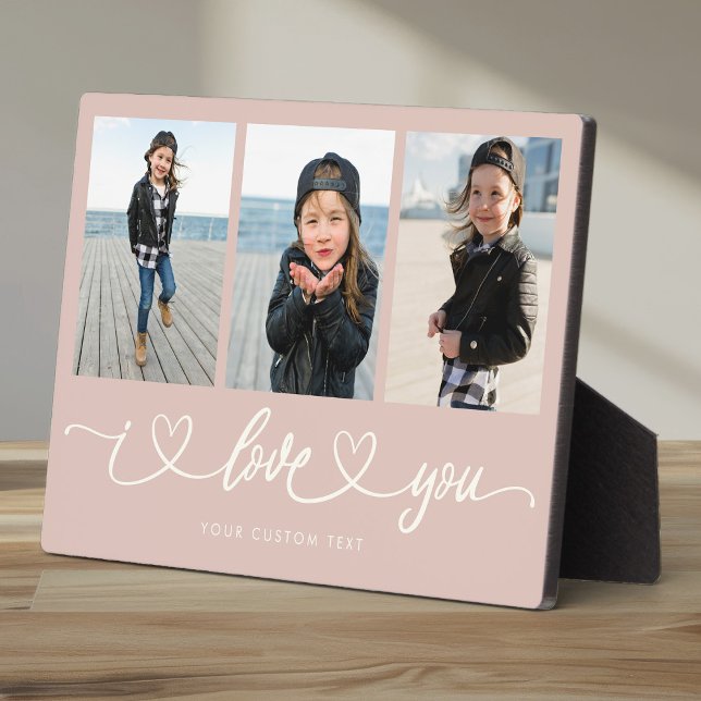 Plaque Photo I Love You Modern Heart Script Photo Collage (Créateur téléchargé)