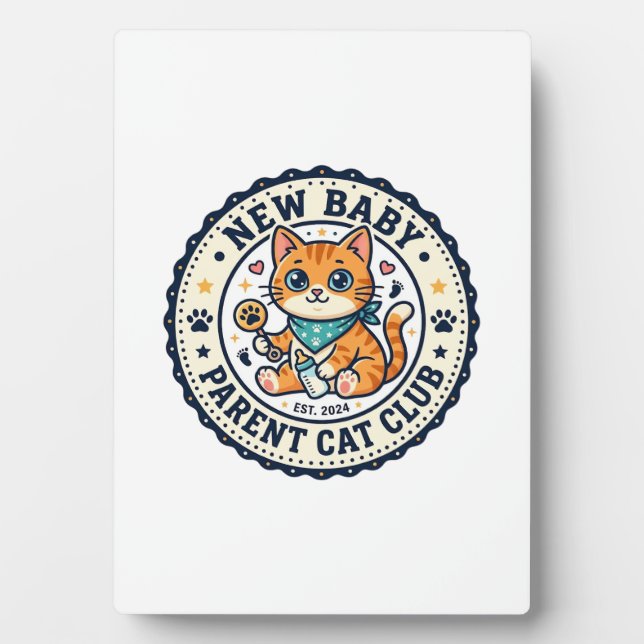 Plaque Photo Idée cadeau nouveau bébé parent chat chat maman -  (Devant)