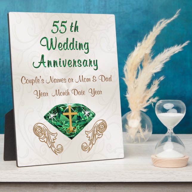 Plaque Photo Idée de cadeau de 55 ans de mariage Émeraude chrét (Côté)