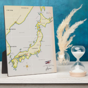 Plaque Photo Illustrated map of Japan
