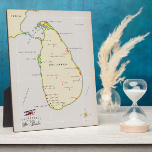 Plaque Photo Illustrated map of Sri Lanka