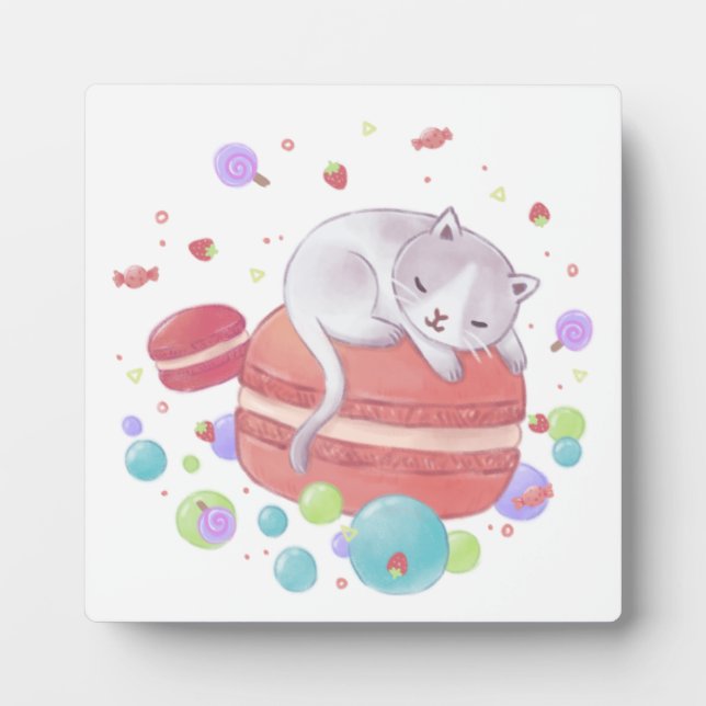 Plaque Photo Illustration Chat & Sweets (Devant)