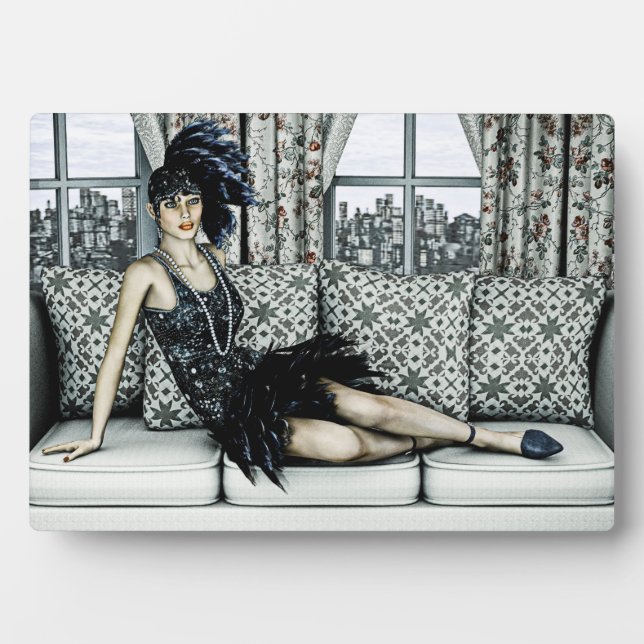 Plaque Photo Illustration d'art de la mode Flapper des Années F (Devant)