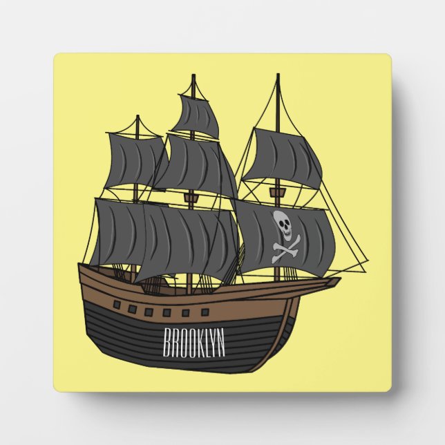 Plaque Photo Illustration de bateau pirate (Devant)