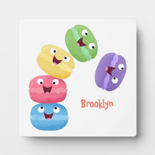 Plaque Photo Illustration de caricature de macarons marrant mig (Devant)