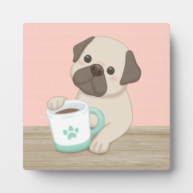 Plaque Photo Illustration de chien et de mouton mignon (Devant)