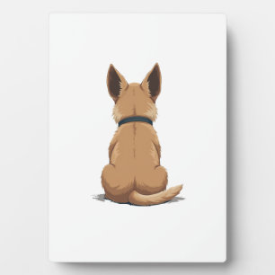 Plaque Photo Illustration de chien vintage vue arrière avec gra
