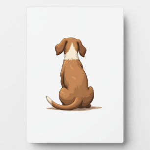 Plaque Photo Illustration de chien vue arrière vintage marron e