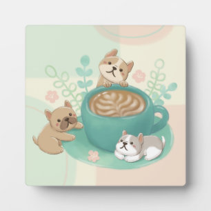 Plaque Photo Illustration de chiens et de cafés mignons