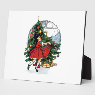 Plaque Photo Illustration de Christmas Girl Vintage